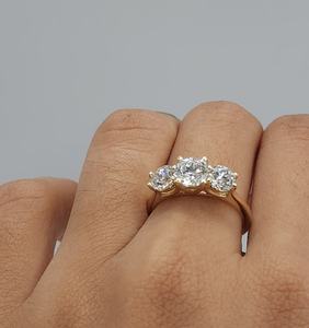 1.50 CT 3 Stone Lab Grown <b>Diamond</b> <b>Ring</b> in 18K Gold Plated | IGI Certified Luxury Engagement <b>Ring</b> | Bridal <b>Diamond</b> Jewelry - Product Image 3