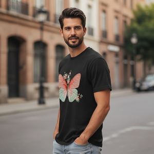 T-shirt décontracté à col rond et manches courtes pour homme, coupe régulière, imprimé par transfert thermique, pré-rétréci, écoresponsable, 60 % coton, 40 % [matière] - Product Image 5