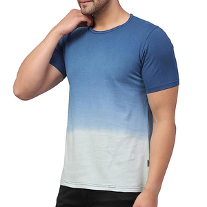 Camiseta de Manga Corta con Cuello Redondo y Color Degradado para Hombre, Corte Regular, Informal, Tejida con Patrón, Poliéster/Algodón, Transpirable, con Logotipo Frontal - Product Image 5