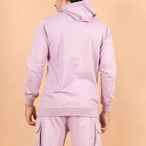 Ensemble sweat-shirt à capuche pour homme, couleur unie, tricoté, manches longues, short, deux pièces, tenue décontractée, style été - Product Image 5
