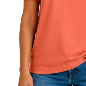 T-shirt décontracté pour femme, col rond, manches courtes, imprimé logo minimaliste corail, doux, pour tous les jours, personnalisable OEM - Product Image 6