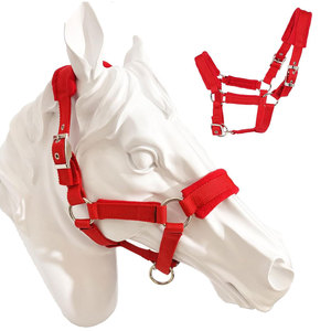 Harnais de cheval tissé rouge avec sangles réglables et boucles métalliques pour l'équitation - Product Image 2