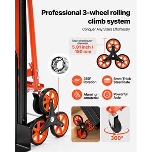 Carrello Industriale Pieghevole 3 in 1 per Scale, Capacità Massima 350 kg, con Ruote e Manico in PP - Product Image 4