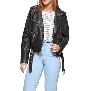 Women's Winter Knitted Leather Jacket Zipper High Quality Eco-Friendly Breathable Top Selling Wholesale International Brand - Product Image 5