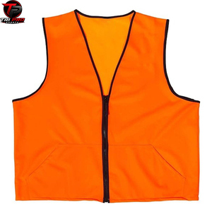 Gilet de sécurité orange vif pour homme, col en V, fermeture éclair intégrale, haute visibilité, pour la chasse, la pêche, gilet utilitaire léger sans manches - Product Image 1