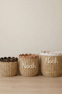 New design seagrass scalloped basket for kid decor beautiful design made in Vietnam with best price and wholesale supplier. - Product Image 2