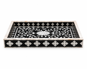 Bandeja de Servir de Madera de Lujo con Incrustaciones de Resina de Concha de Nácar, Bandeja Decorativa Hecha a Mano para Mesa de Centro, Comedor y Decoración Elegante del Hogar - Product Image 6