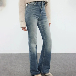 Wholesale <b>bootcut</b> jeans women mid rise jeans stretch jeans casual denim pants private label low moq export - Product Image 6