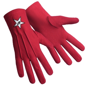 Gants en coton rouge de haute qualité des Templiers avec patch étoile - Product Image 2