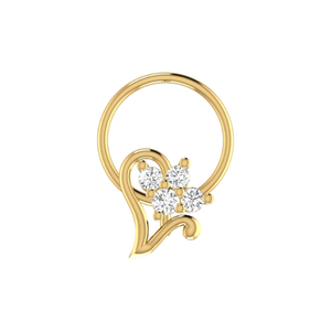 AJRETAIL Bijou de piercing fin pour femme, motif floral ethnique, design Royal Flourish en or 14K, clou de nez en diamant naturel 0,08 ct - Product Image 1