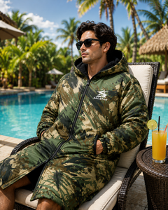 Parka de Natación Impermeable con Capucha Personalizada, Manga Larga, Secado Rápido, Transpirable, con Forro Polar y Cierre de Cremallera, Bata de Cambio con Camuflaje - Product Image 5