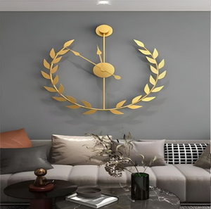 นาฬิกาแขวนผนังลายรวงข้าวสีทองสวยงาม พร้อมหน้าปัดทรงกลมสีขาวสะอาดตา มีจำหน่ายในราคาขายส่ง - Product Image 5