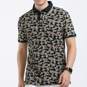 เสื้อโปโลแขนสั้นลายพรางสำหรับผู้ชาย ทรงปกติ ระบายอากาศได้ดี ผ้าฝ้ายอ๊อกซ์ฟอร์ด สไตล์ลำลอง โลโก้ด้านหน้า - Product Image 1