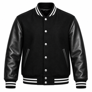 High Quality Men <b>Vintage</b> Leather Varsity <b>Jacket</b> Retro Cafe Racer <b>Motorcycle</b> Zipper Street Street Wear Stylish LightWeight - Product Image 1