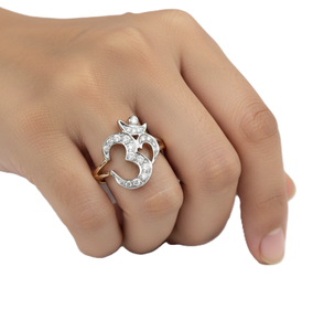 แหวนโอ้ประดับเพชรสร้างในห้องปฏิบัติการ ดีไซน์หรูหรา ทองคำแท้ 14K 18K แหวนสัญลักษณ์โอ้ประดับเพชร แหวนทำมือ ดีไซน์ทางศาสนา แหวนออม แหวนแห่งจิตวิญญาณ - Product Image 6