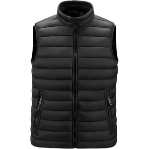Men Winter Puffer <b>Vest</b> Sleeveless Quilted Windproof Zip Up Warm Casual Outerwear <b>Black</b> Stand Collar - Product Image 1