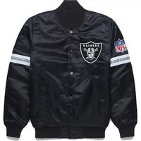 Veste universitaire Raiders unisexe, qualité supérieure, style streetwear, couleur personnalisée, bomber en satin, logo brodé, patch frontal