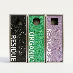 Recycling Garbage <b>Bin</b> Set 3-in-1 Standing Vertical Sorting Stainless Steel Bottle Paper Waste Indoor/Outdoor Minimalist Design - Product Image 3