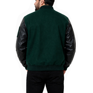 Blouson universitaire homme noir et vert, personnalisable avec logo, en tissu respirant, coupe ample, idéal pour l'extérieur – Vente chaude OEM - Product Image 6