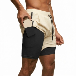 Custom Reflective Logo Jogging Sports Shorts Elastic Waist Plain Dyed Anti Wrinkle Running Gym Shorts With Pockets Liner - Product Image 3