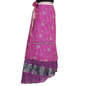 <b>Boho</b> New Arrival New Indian Ladies Vintage Beautiful Women Silk Magic Wrap <b>Skirt</b> Recycled Silk Sari Magic Long Wrap Indian Print - Product Image 1