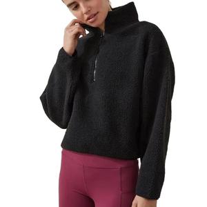 Sudadera de punto extragrande con cuello redondo y bolsillos para mujer, de manga larga con hombros caídos, color liso, transpirable, de poliéster, para invierno - Product Image 1
