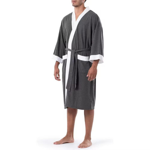 Bata de Baño Personalizada de Lujo con Logotipo Impreso para Hombre, Ropa de Dormir de Algodón Modal, Térmica, Talla Grande, Manga Larga, Color Sólido - Product Image 3