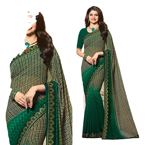 แฟชั่นฟาเตมา ผ้าจอร์เจตต์ ชุดส่าหรีงานแต่งงานแบบอินเดียดั้งเดิมสำหรับผู้หญิง สไตล์บอลลีวูด ต้นกำเนิดจากปากีสถาน - Product Image 1