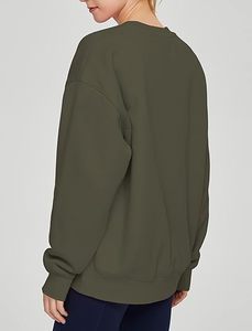 Sweat-shirt à col rond en molleton pour femme avec logo personnalisé, coupe ample, doux, surdimensionné, 100% coton, automne/hiver, décontracté - Product Image 4