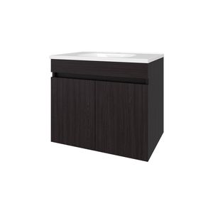Meuble de salle de bain à 2 portes en wengue avec un design unique - Product Image 3