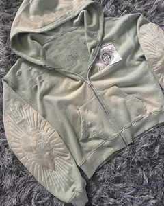 Men's Gothic Embroidered Heart Pullover Oversized Crop Fit Regular Sleeve 100% Cotton Fleece Quick Dry Waterproof Breathable - Product Image 2