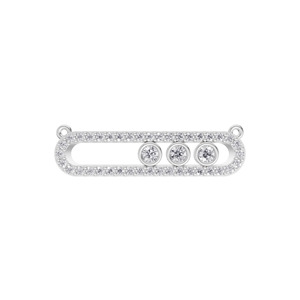 Pendentif Aarinya en or 9 carats plaqué or, serti de diamants de laboratoire certifiés IGI, tendance, brillant, horizontal, allongé, pavé, cage, 3 pierres - Product Image 2