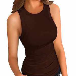 Spandex/Polyester Women's Solid Short Jersey Tank <b>Top</b> ODM Front Logo Casual Summer Breathable Loose Fit Sleeveless Basic <b>Top</b> - Product Image 1