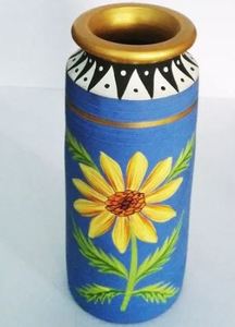 Vase à fleurs décoratif Art Déco en bois fait main - Product Image 2