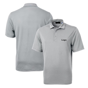 Polo en coton gris à manches courtes pour homme, logo brodé sur le devant, décontracté, tricoté, respirant, coupe classique - Product Image 1