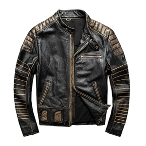 Chaqueta Varsity Cálida para Hombre, Casual, con Cuello Vuelto, Cremallera, Costuras Gruesas, Parches, 100% Poliéster, Teñido Liso, Acolchada - Product Image 4