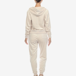 Ensemble de survêtement en velours personnalisé pour femme, grande taille, avec sweat à capuche zippé et pantalon de jogging, 2 pièces, en velours, personnalisable, nouvelle collection, vente chaude - Product Image 4