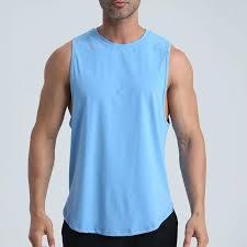 เสื้อกล้ามออกกำลังกายผู้ชายแบบไร้ตะเข็บ ระบายอากาศได้ดี ผลิตตามสั่ง ขายส่ง ไซส์ใหญ่ ผ้าถัก 95% คอตตอน/5% สแปนเด็กซ์ - Product Image 4