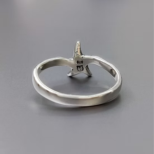 Wholesale Minimalist 925 Sterling <b>Silver</b> <b>Plain</b> <b>Ring</b> Smooth Polish Starfish Pattern Sleek Band Women Jewelry - Product Image 4