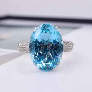 Anillo de Aguamarina Santa María Hecho a Mano, Joyería Fina de Lujo para Compromiso y Boda, Regalo Elegante y Único para Mujer con Piedra Preciosa - Product Image 1