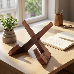 Support pour ordinateur portable en bois en forme de X, support d'écran multifonctionnel pour bureau à domicile - Product Image 2