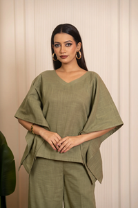 ชุดเซ็ตผ้าฝ้ายสลับลายสไตล์คาฟตันสำหรับผู้หญิง เสื้อคลุมทรงหลวมพลิ้วพร้อมกางเกงขายาว |   ชุดลำลองสองชิ้นสำหรับพักผ่อนในรีสอร์ท - Product Image 4