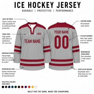 Maillot d'entraînement de hockey sur glace personnalisé pour hommes, 100 % polyester, anti-humidité, vêtements de sport performants, fabricant OEM, nom d'équipe personnalisé - Product Image 6