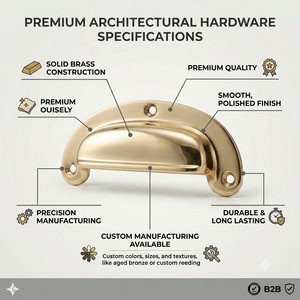 Poignées de meuble en laiton antique, quincaillerie élégante pour un style vintage, charme de l'ancien monde, poignées de tiroir pour espaces modernes, poignée en coupelle - Product Image 2
