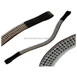 4 filas personalizadas de cristales brillantes en muchos colores, banda para cejas de caballo de cuero negro y marrón hecha a mano con extremo de bucles cosidos - Product Image 4