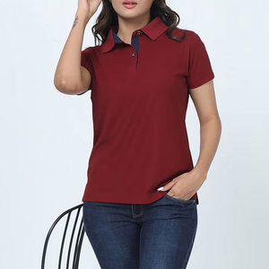Última novedad en camisetas polo lisas casuales de golf con logotipo personalizado, modernas para mujer, tejidas, de alta calidad. - Product Image 3