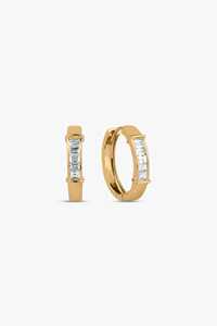 Diamond <b>Hoop</b> <b>Earring</b> 14k <b>Solid</b> Gold Solitaire Baguette Lab Grown Channel Set Modern Luxury Delicate Huggies Jewelry Manufacturer - Product Image 3
