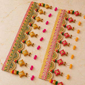 Handmade Bandhanwar Door Toran Embroidered Pearl Latkan Hanging Festive Diwali <b>Wedding</b> Home Entrance Decor - Product Image 5