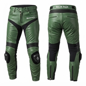 Pantalon de moto en cuir véritable extensible pour homme et femme, coupe personnalisée, course et conduite - Product Image 1