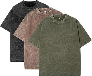 Camiseta Vintage con Lavado Ácido para Hombre, Estilo Oversize, Streetwear, Algodón Grueso, Logotipo Personalizado, Camiseta Lavada, Fabricación OEM, Venta al Por Mayor - Product Image 1